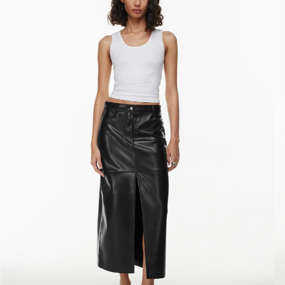 Aritzia Black Leather Pencil Skirt